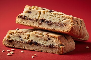 Filled Biscotti on Red Background