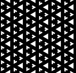 Black and white seamless abstract pattern. Background and backdrop. Grayscale ornamental design. Mosaic ornaments. Vector graphic illustration. EPS10.