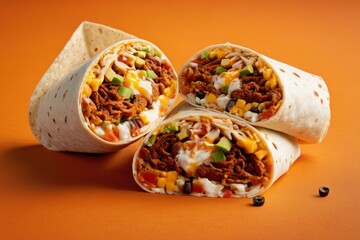 Burrito on Orange Background