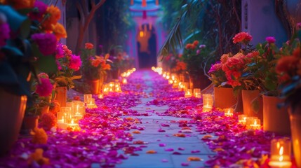 The road of flowers and candles.
