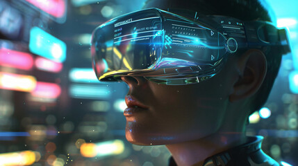 virtual reality headset, a modern, futuristic image