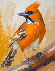 Jay bird abstract art painting