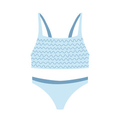 Bikini mordern blue color, swimwear, swimsuit, bra, summer, beach, swimpool concept. Vector flat design.