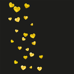 St Valentine Sale Confetti. Romantic Banner For Present. Holiday Frame. Gold Happy Wallpaper. Romance Concept For Discount. Yellow Special Sparkle. Golden St Valentine Sale Confetti.