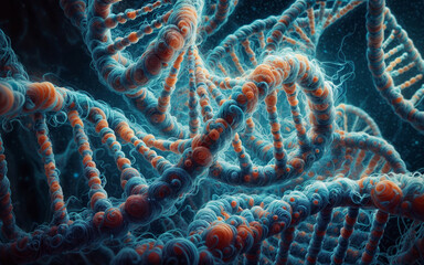 Fantastic image, DNA spirals of an extraterrestrial organism, alien