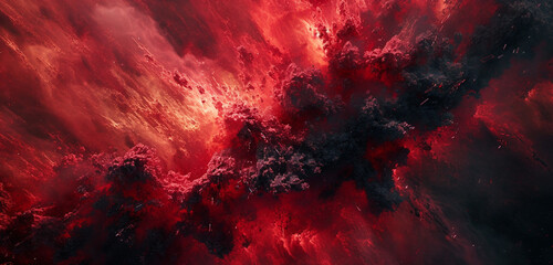An abstract red and black firestorm, blazing with intensity and depth, captured in HD quality and 4K detail