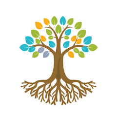 Tree with roots vector illustration