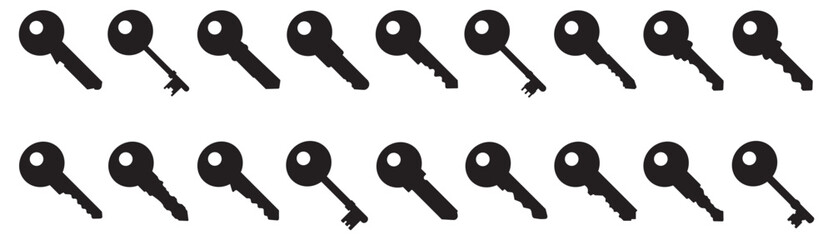 Key Icon set. Key vector icon. Set of black silhouettes of door case. Vector illustration