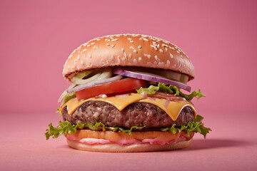 Classic Cheeseburger on Pink