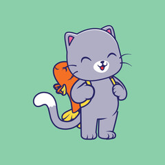  cat bag hanging logo, vector illustration 