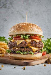 Juicy Double Cheeseburger with Fries