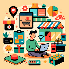 Fototapeta premium E-commerce illustration: Revolutionizing the Way, We Shop Online