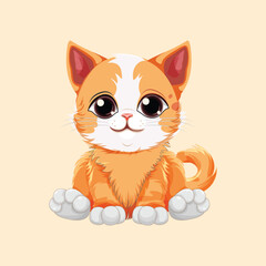 Cute Cat  logo, vector illustration 