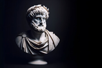 Bust of Aristotle, Greek Philosopher, in White Marble