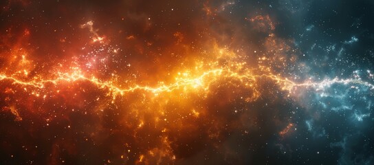 A mesmerizing nebula illuminates the vast expanse of the universe, showcasing the infinite beauty and wonder of outer space - obrazy, fototapety, plakaty