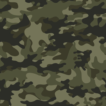
Forest camouflage background, army vector pattern, military fabric texture, khaki print