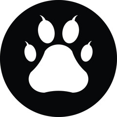 Flat cartoon animal footprint. Cat or dog paw web icon color editable