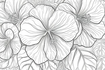 Coloring book flowers begonia doodle style black outline.
