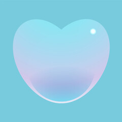 Glass 3D blue heart 
