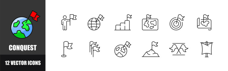 Conquest icon set. Linear style. Vector icons