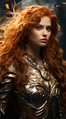 Goddess from Greek mythology with long, wavy and brown hair Generative AI