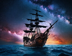 pirate ship in the sea