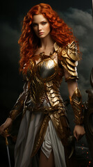 Goddess from Greek mythology with long, wavy and brown hair Generative AI