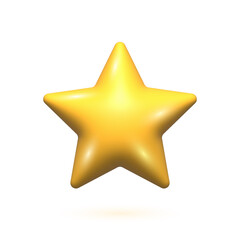 3D yellow star. One Realistic 3D yellow star isolated on white background.