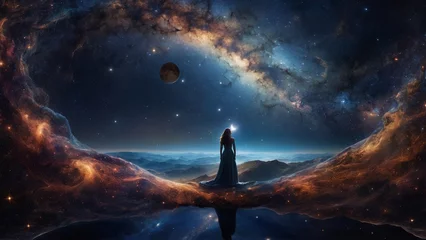 Foto op Plexiglas Crescent moon sky galaxy angel © Sikha