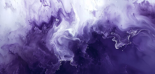 Dynamic splashes of metallic dark blue, silver, and white, mimicking an artistic, stormy sky on a lavender background