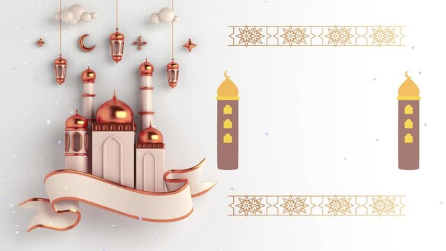 ramadhan animated background loopable for religious greetings as ramadan, Hajj, Eid and common Islamic purposes with space to add painting and brown gradations
