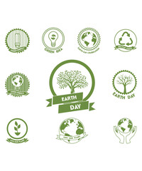 10 Minimalist Earth Day Vectors Of Ecology And Environmental Protection Green Icons