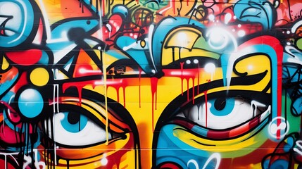 Obraz premium Vibrant Wall Adorned With Colorful Graffiti
