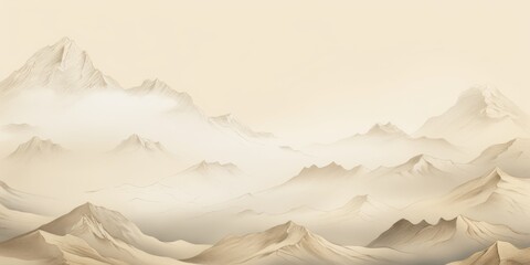 Mountain line art background, luxury Ivory wallpaper design for cover, invitation background