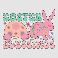 Easter Blessings Retro Easter Sublimation Vector Graphic Easter Sunday Design