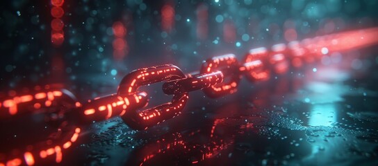 A screenshot captures a mesmerizing chain adorned with vibrant red lights, evoking a sense of wonder and enchantment - obrazy, fototapety, plakaty