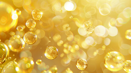 Golden yellow oil bubble background