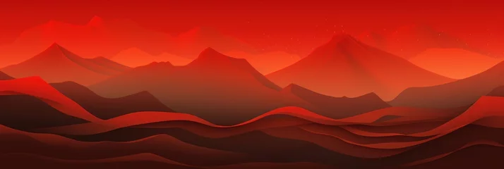 Foto auf Acrylglas Mountain line art background, luxury Red wallpaper design for cover, invitation background © Lenhard
