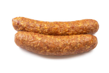 saucisses fumées , en gros plan, isolées sur un fond blanc	