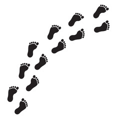 Vector illustration of footprints on a white background. Footprint icon.