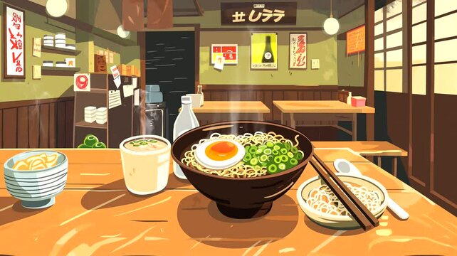 Foods on restaurant table. Seamless looping time-lapse 4k video animation background