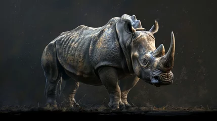 Poster Wallpaper rhinocero on the black background © Artem