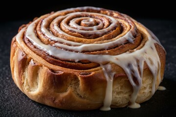 Fototapeta premium Gourmet Cinnamon Roll on Dark Background