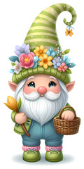 Cute Gnomes Stickers PNG. Spring Gnomes PNG