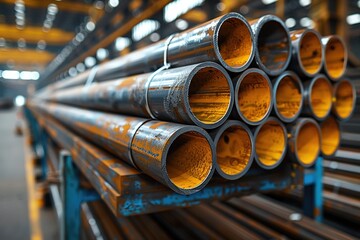 Gray old industrial steel pipes. 
