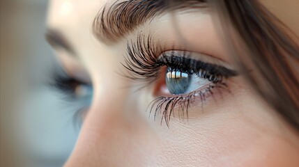 Fototapeta premium Close-up of woman's eye with dramatic makeup and lashes