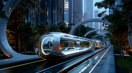 Futuristic transportation solutions eco friendly and efficient - Powered by Adobe