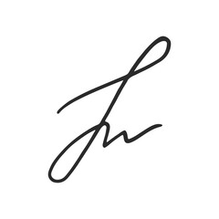 Abstract universal fake signature for documents and contracts isolated on white background