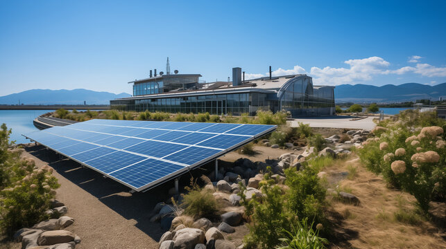 Panneaux photovolta&iuml;que dans un village afin d'obtenir son ind&eacute;pendance &eacute;lectrique.
