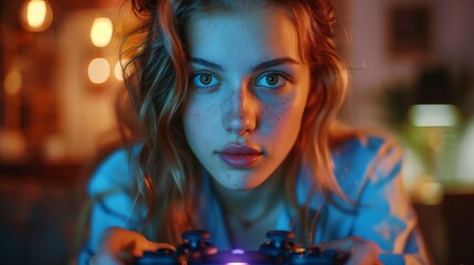 Woman Holding Video Game Controller